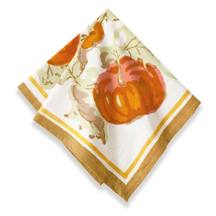 Pumpkin Napkins in Orange & Mustard, Set of 6