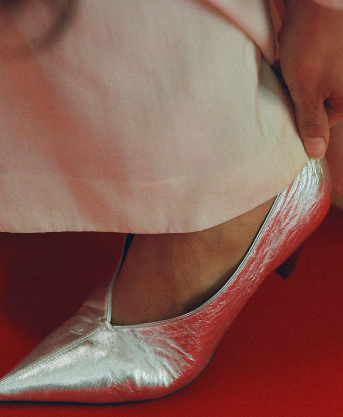 Kiki Heel - Crinkled Silver