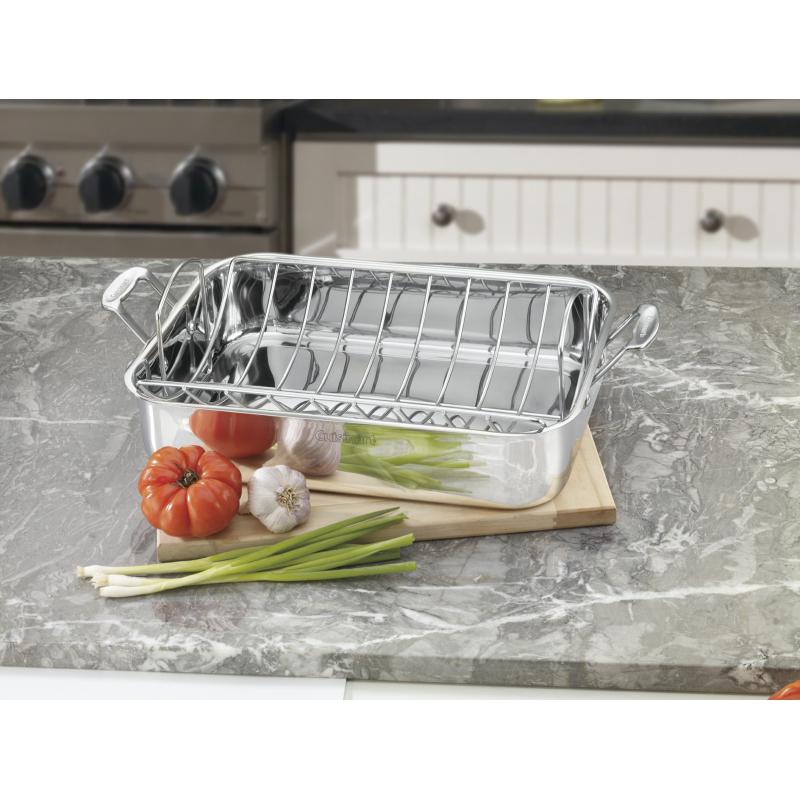 Chef's Classic® Stainless 16" Roasting Pan with Rack in Stainless Steel