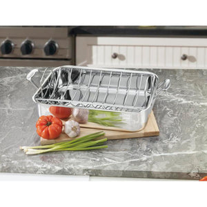 Chef's Classic® Stainless 16" Roasting Pan with Rack in Stainless Steel