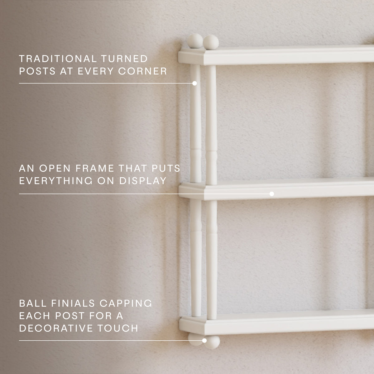 Liberty Tiered Wall Shelf in Warm White