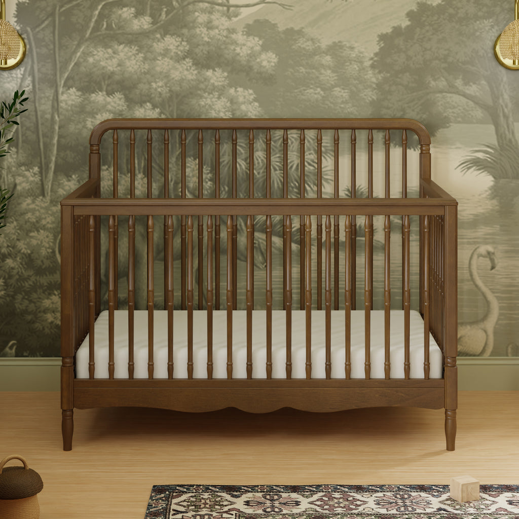 Liberty 4-in-1 Convertible Spindle Crib in Natural Walnut