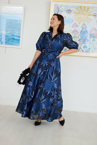 Charlotte Gown in Royal Blue Pansy Vine Organza