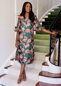 Bronwyn Dress in Forest Mum Jacquard