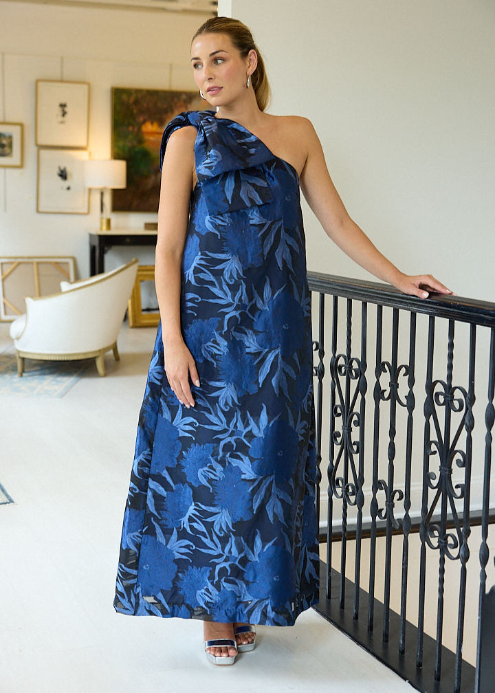 Cassie Gown in Royal Blue Pansy Vine Organza