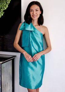 Cassie Dress in Teal Dupioni