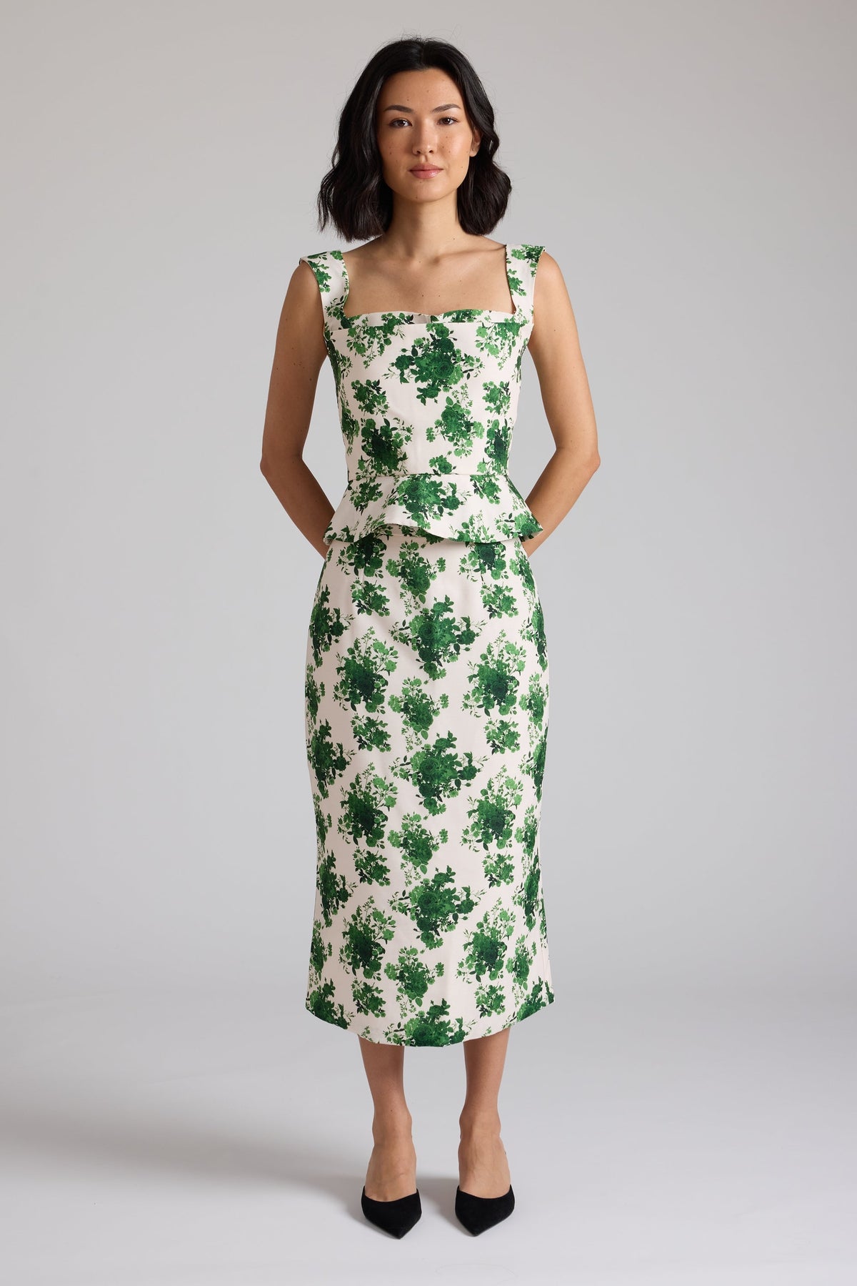 Celeste Top in Cream & Green Floral