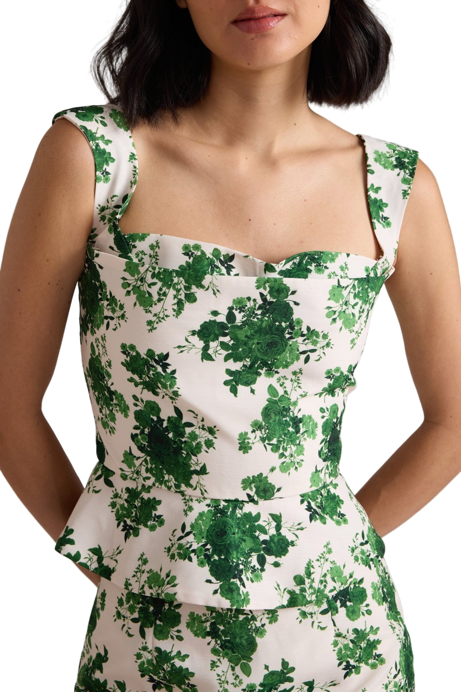 Celeste Top in Cream & Green Floral