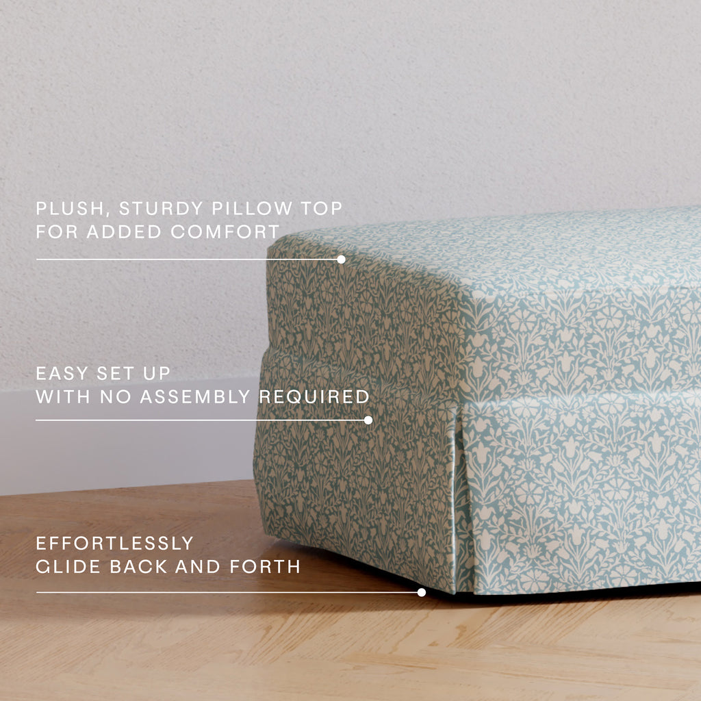 Morris & Co. x Namesake Crawford Gliding Ottoman Bellflowers in Powdered Blue
