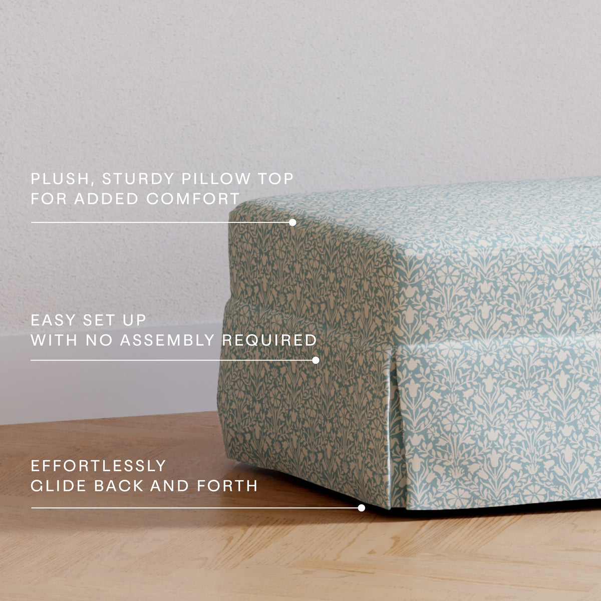 Morris & Co. x Namesake Crawford Gliding Ottoman Bellflowers in Powdered Blue