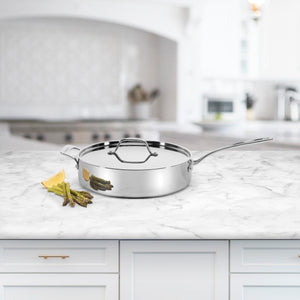 Custom-Clad 5-Ply 5.5 Qt. Sauté Pan with Helper Handle & Cover in Stainless Steel