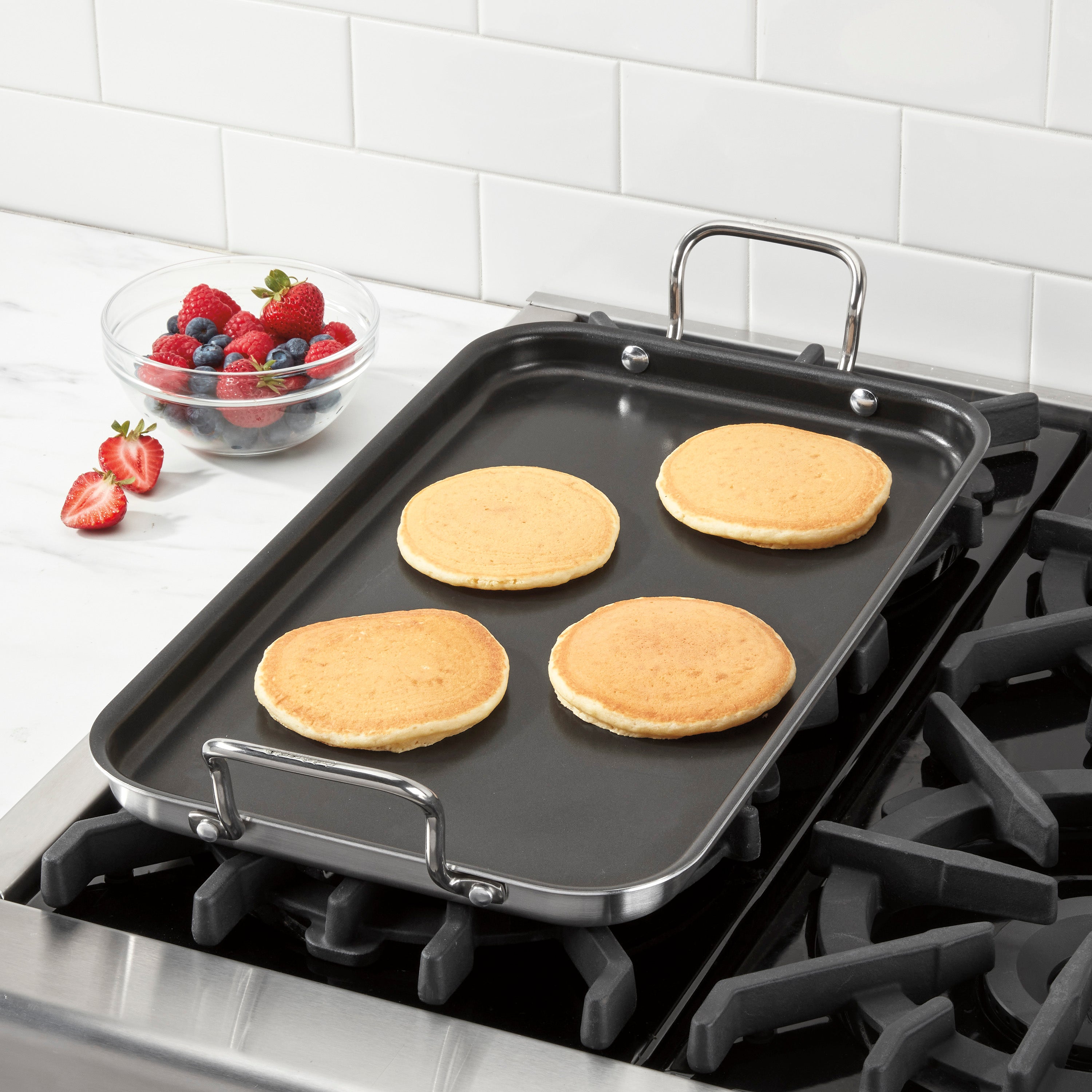 Double Burner Griddle in Stainless Steel
