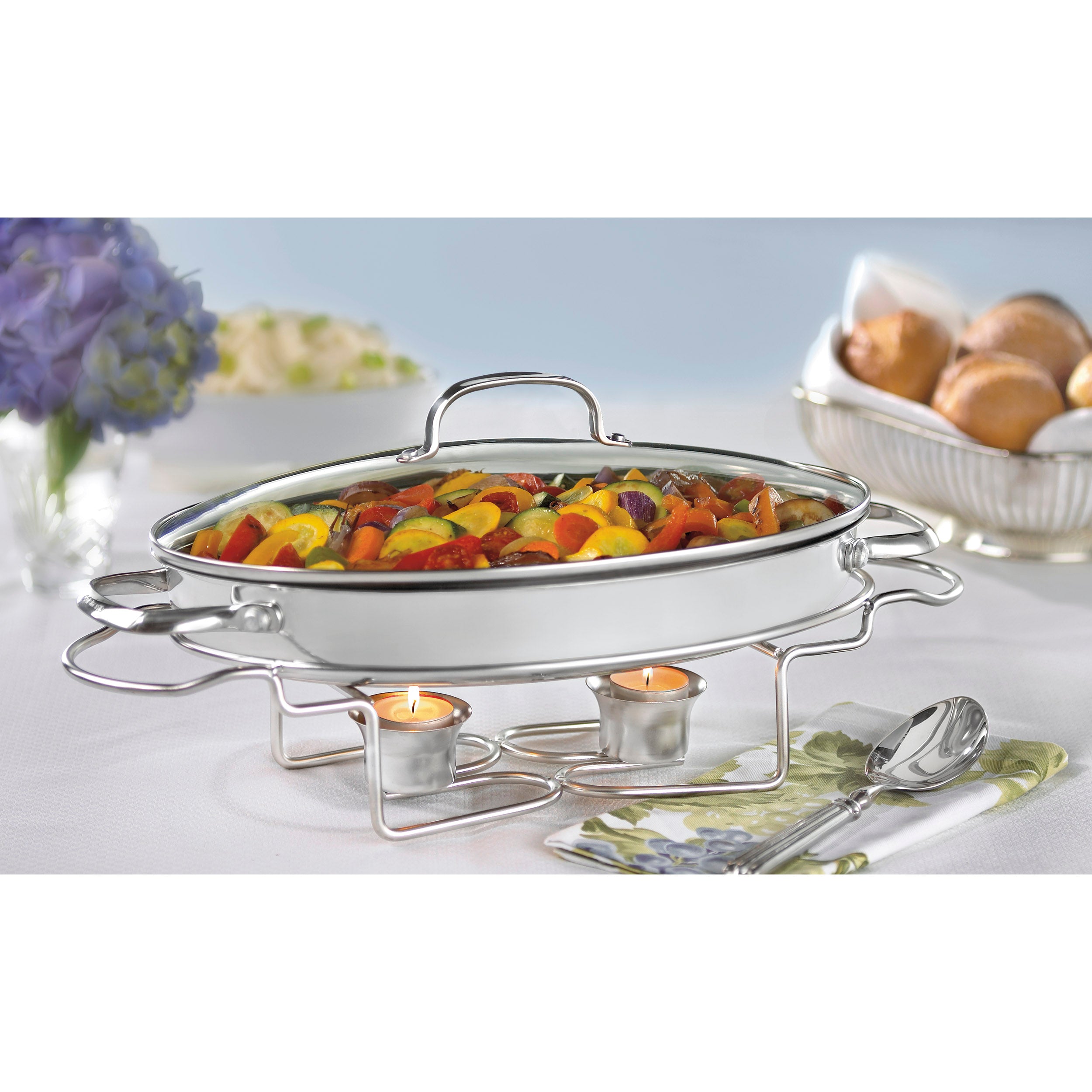 Classic Entertaining Collection 13.5" Oval Buffet Server in Stainless Steel