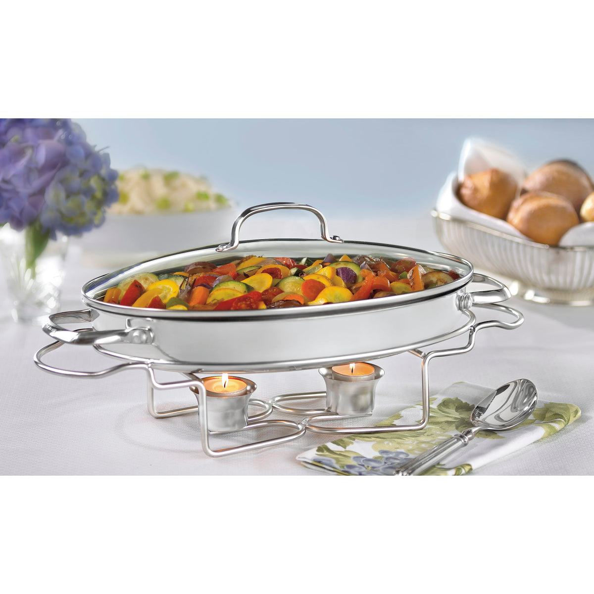 Classic Entertaining Collection 13.5" Oval Buffet Server in Stainless Steel
