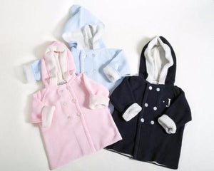 Cotton Seedstitch Double Breasted Jacket in Navy & Cream