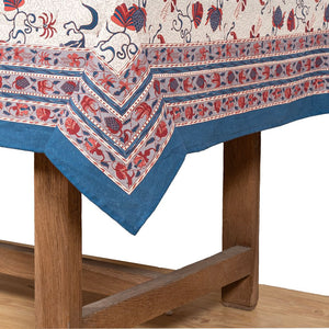 Fleur Des Indes Tablecloth in Blue & Red