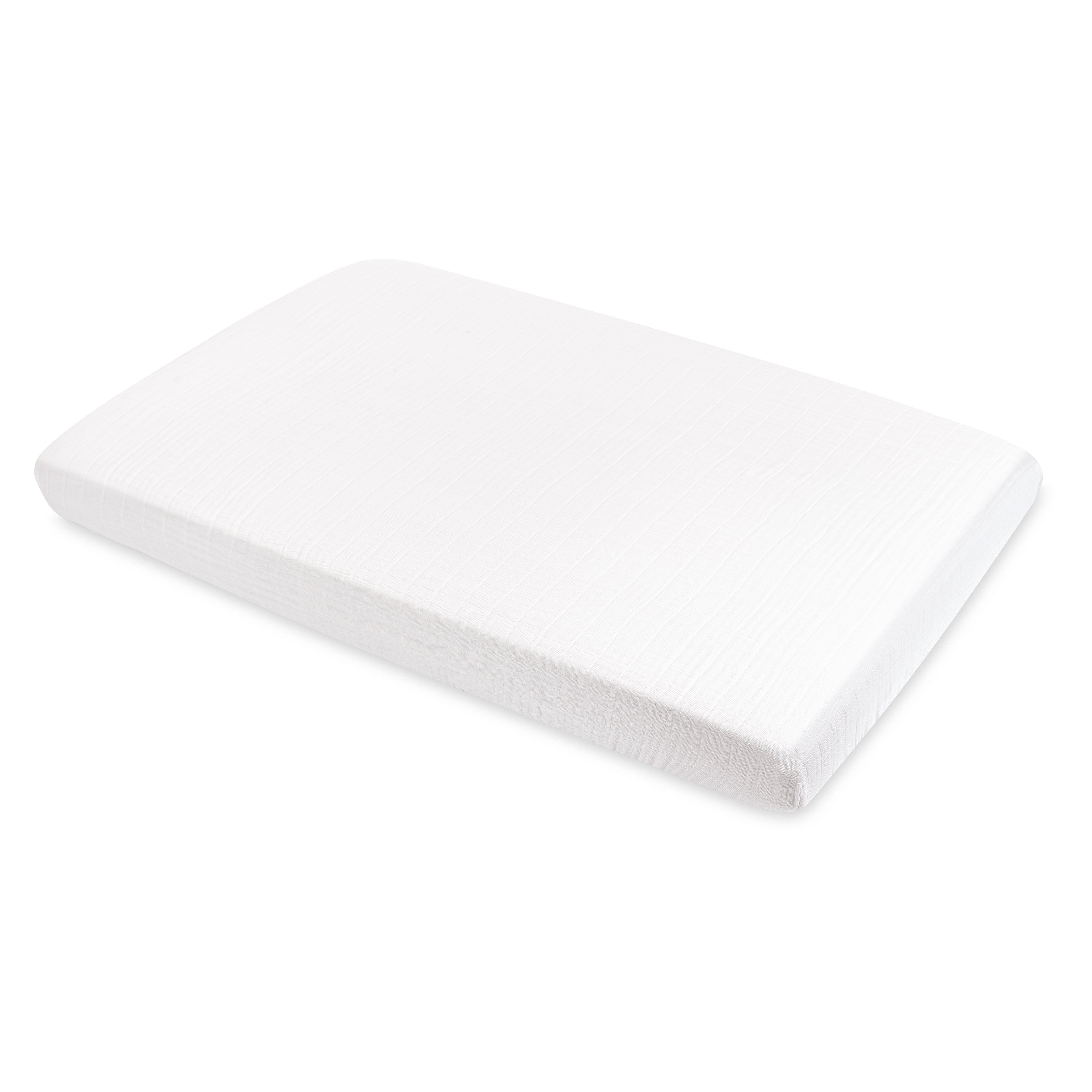 Mini Crib Sheet in GOTS Certified Organic Muslin Cotton in White