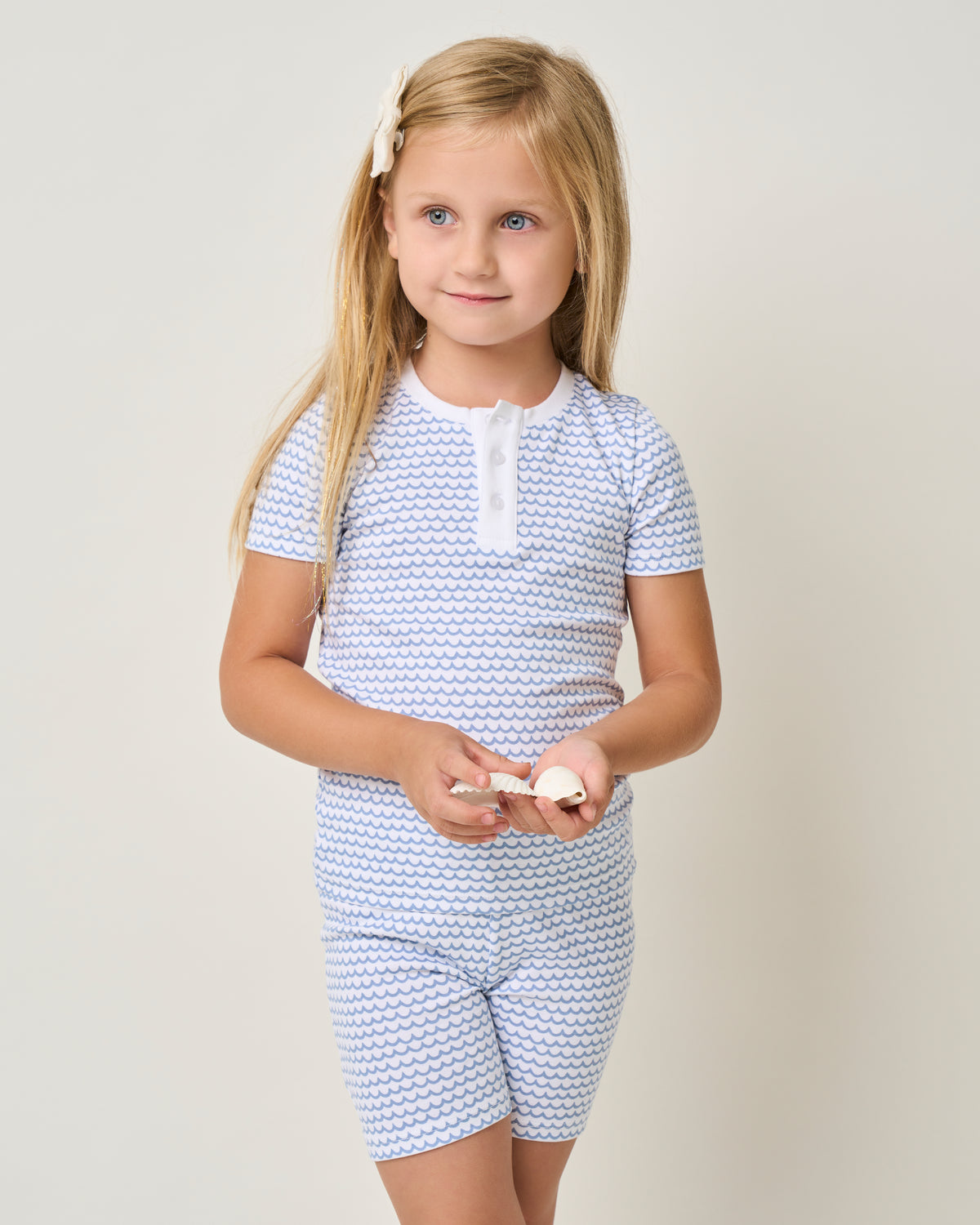 Kid's Pima Snug Fit Pajama Short Set in La Mer