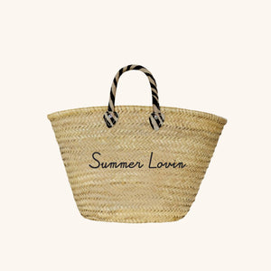 Large straw beach tote with short handles - customized straw beach tote bag