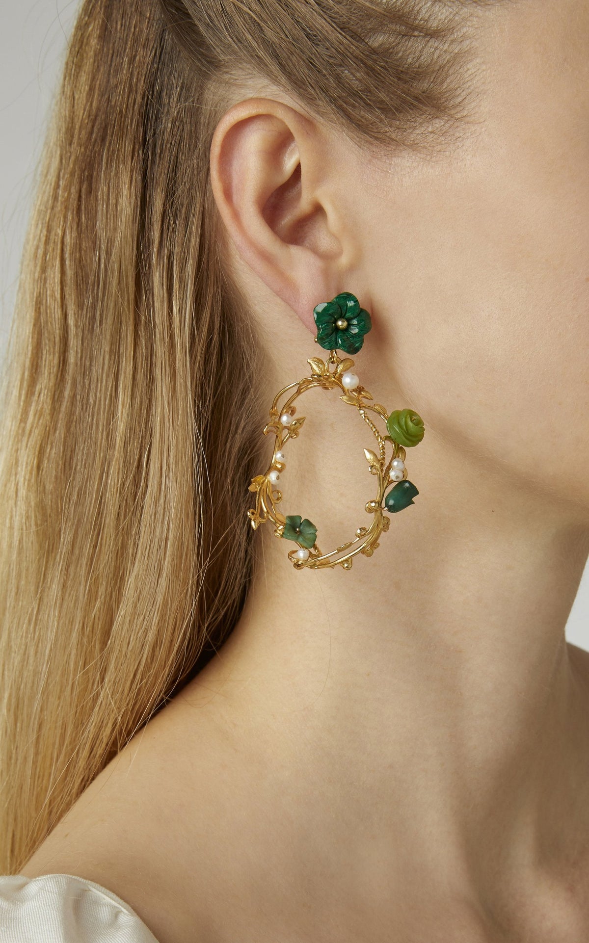 Flower Whirl Earrings in Malachite