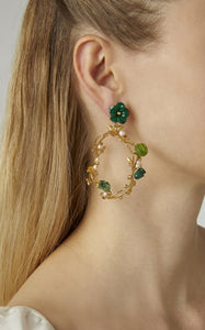 Flower Whirl Earrings in Malachite