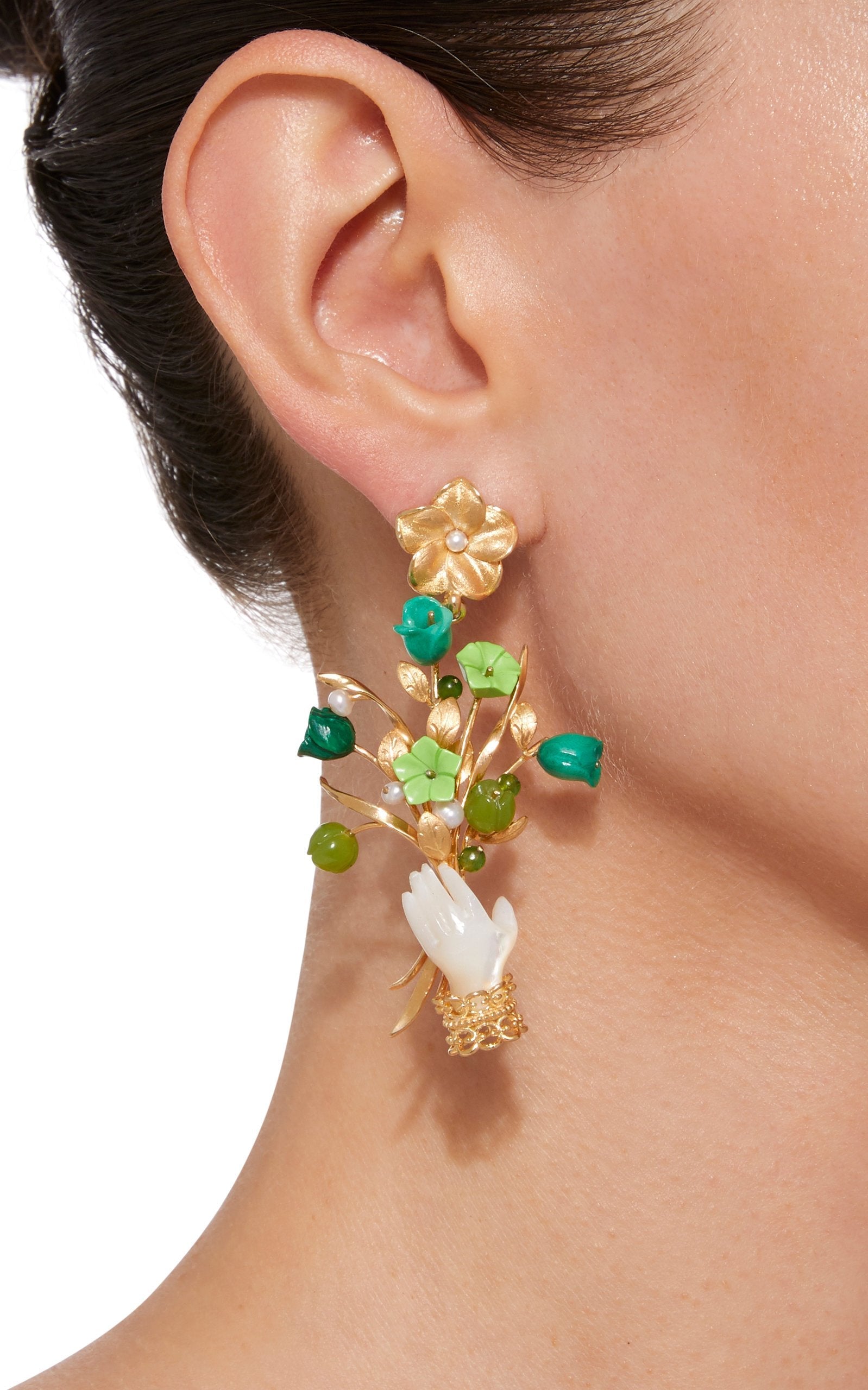 Blossom Earrings in Pearl Green