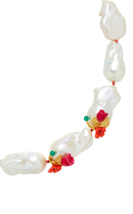 Power Pearl Necklace in Fuschia & Coral