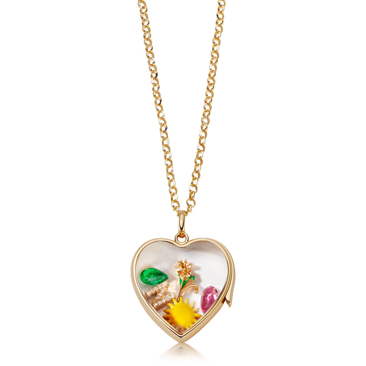 Large Heart Locket on Adjustable Rolo Gold Chain
