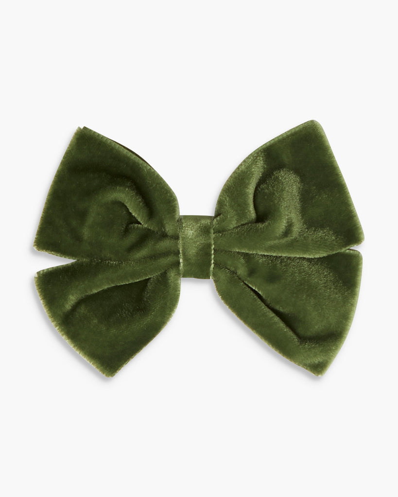 Large Velvet Hairclip in Moss