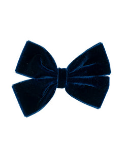 Large Velvet Hairclip in Navy