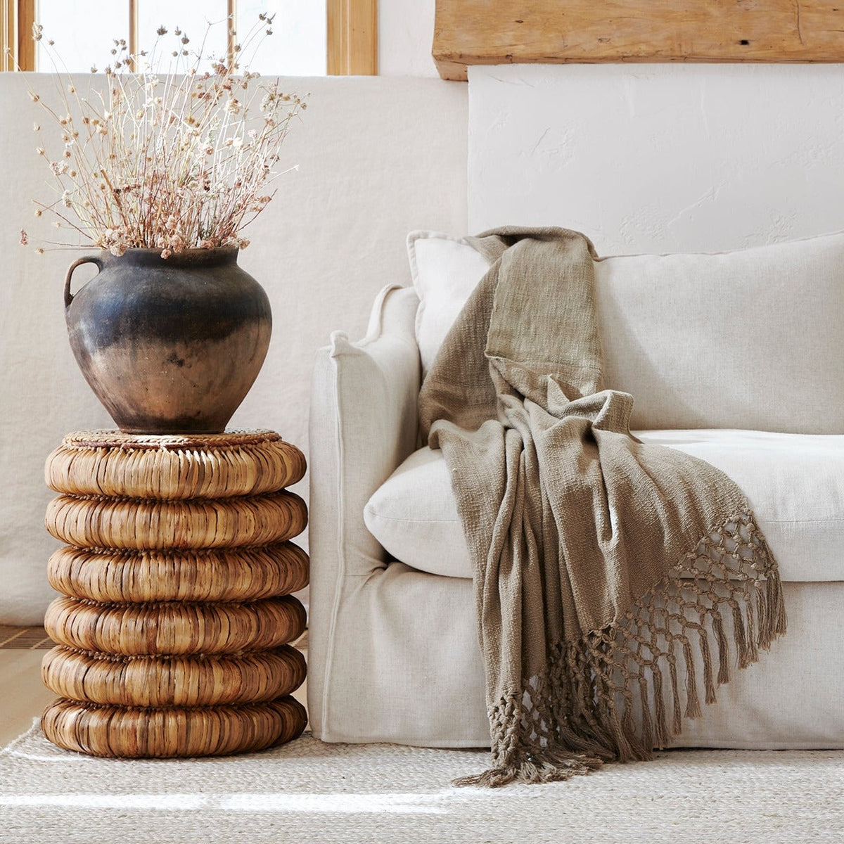 sol side table styled in living room