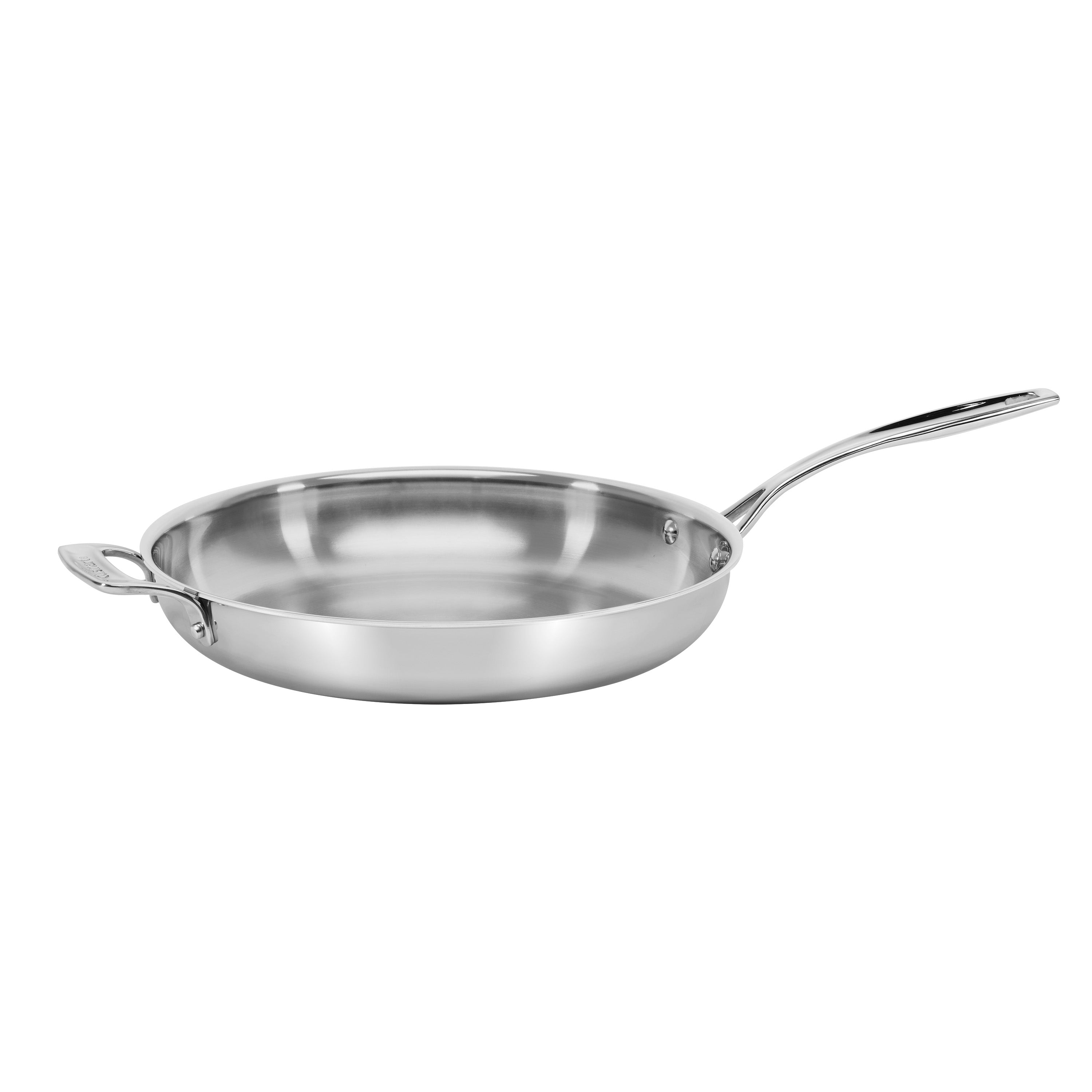 Custom-Clad 5-Ply 12" Fry Pan with Helper Handle in Stainless Steel