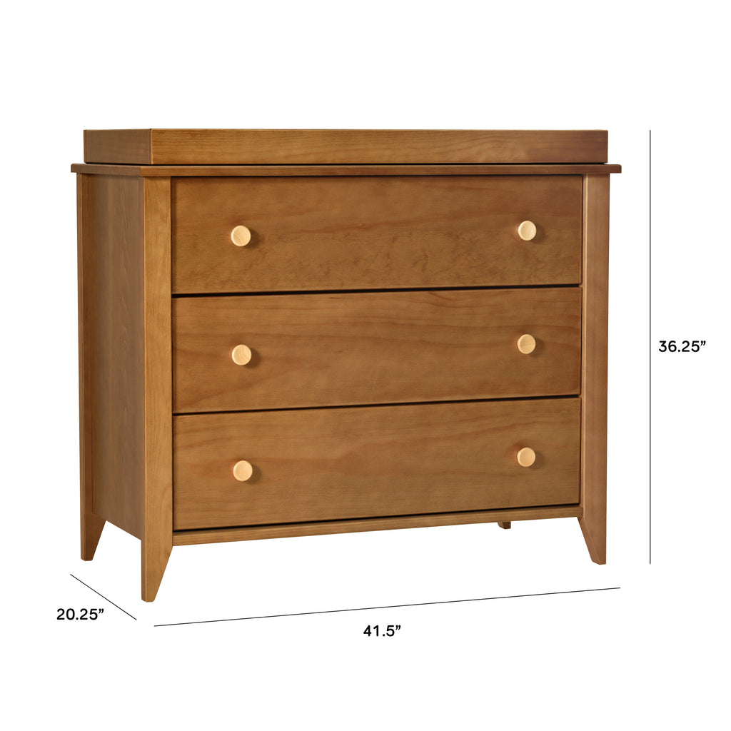 Sprout 3-Drawer Compact Changer Dresser with Removable Changing Tray (42") in Chestnut & Natural