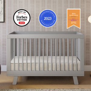 Hudson 3-in-1 Convertible Crib with Toddler Bed Conversion Kit in Grey