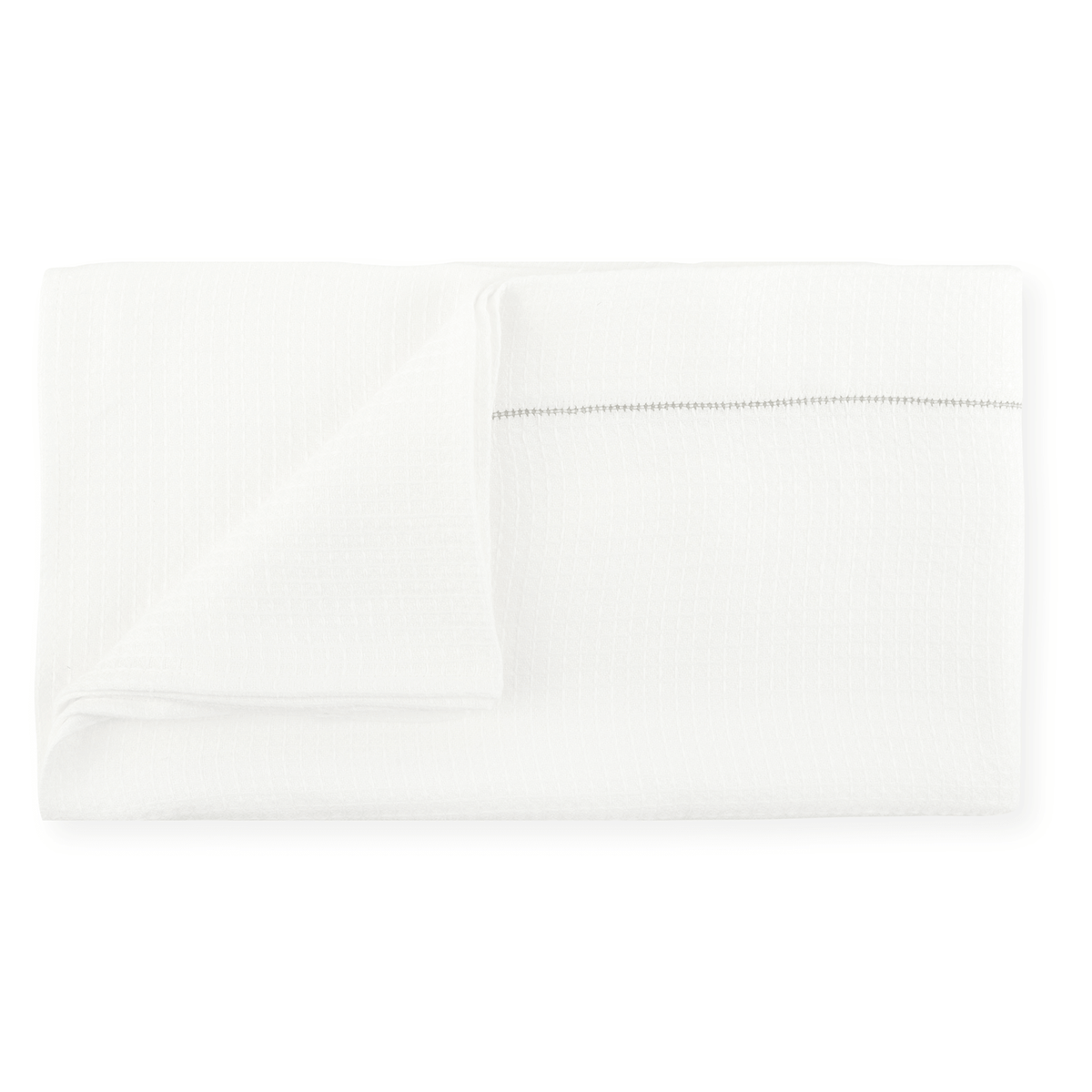 Liège Bath Sheet in Ivory White Waffle with Olive Hemstitch