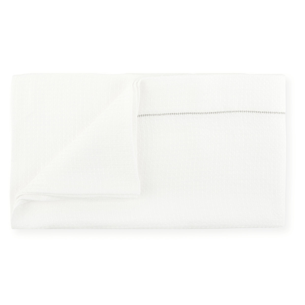 Liège Bath Sheet in Ivory White Waffle with Olive Hemstitch