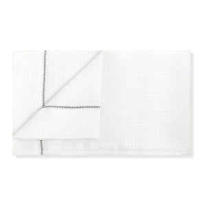 Waffle Linen Liège Hand Towel in Ivory White Waffle with Indigo Hemstitch