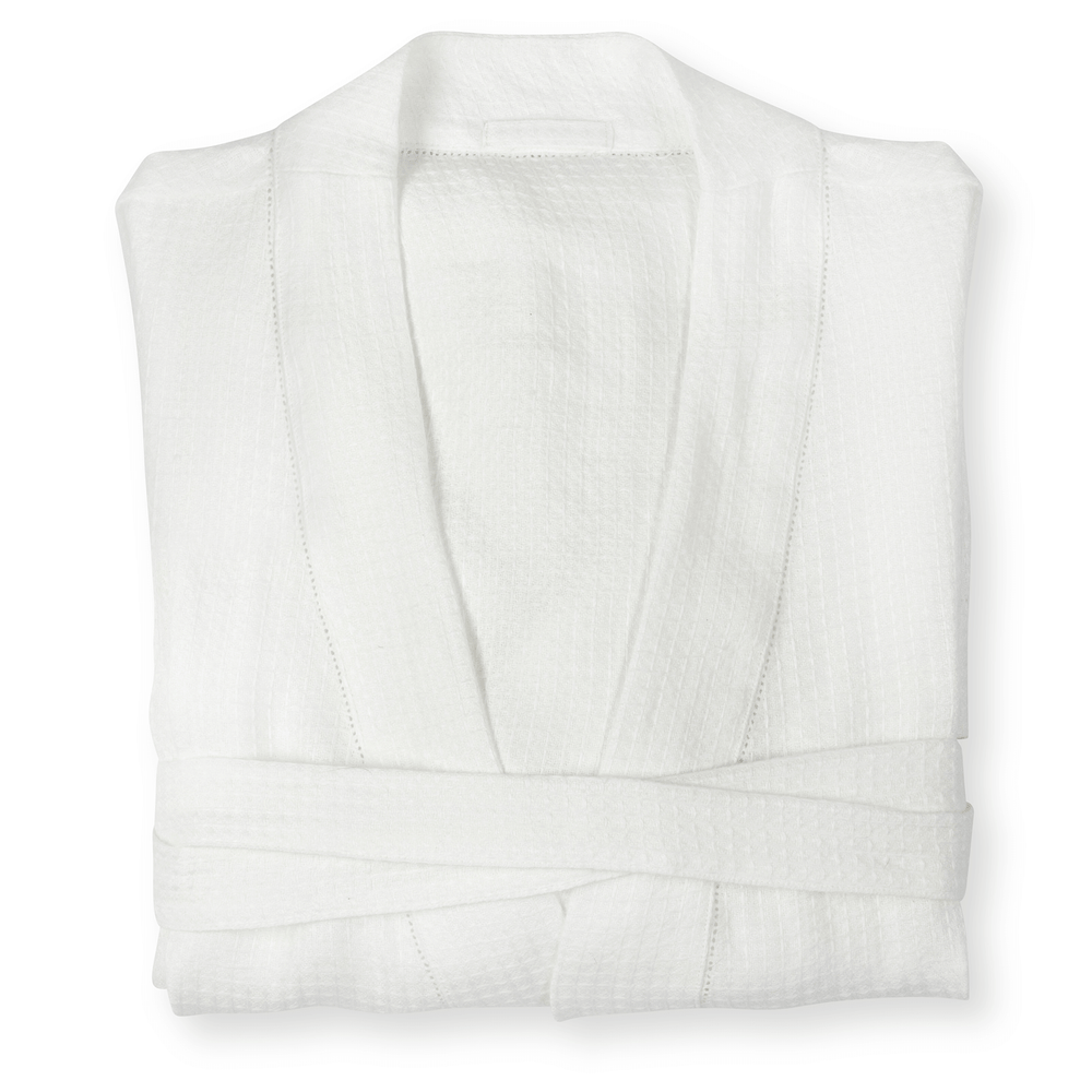 Liège Robe in Ivory White Waffle with Ivory White Hemstitch