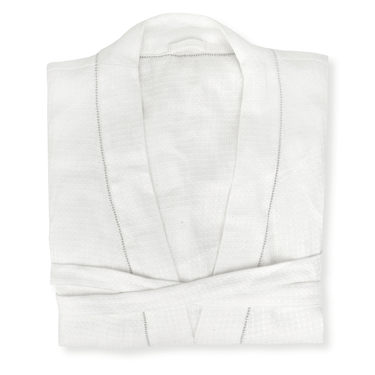 Liège Robe in Ivory White Waffle with Parma Grey Hemstitch