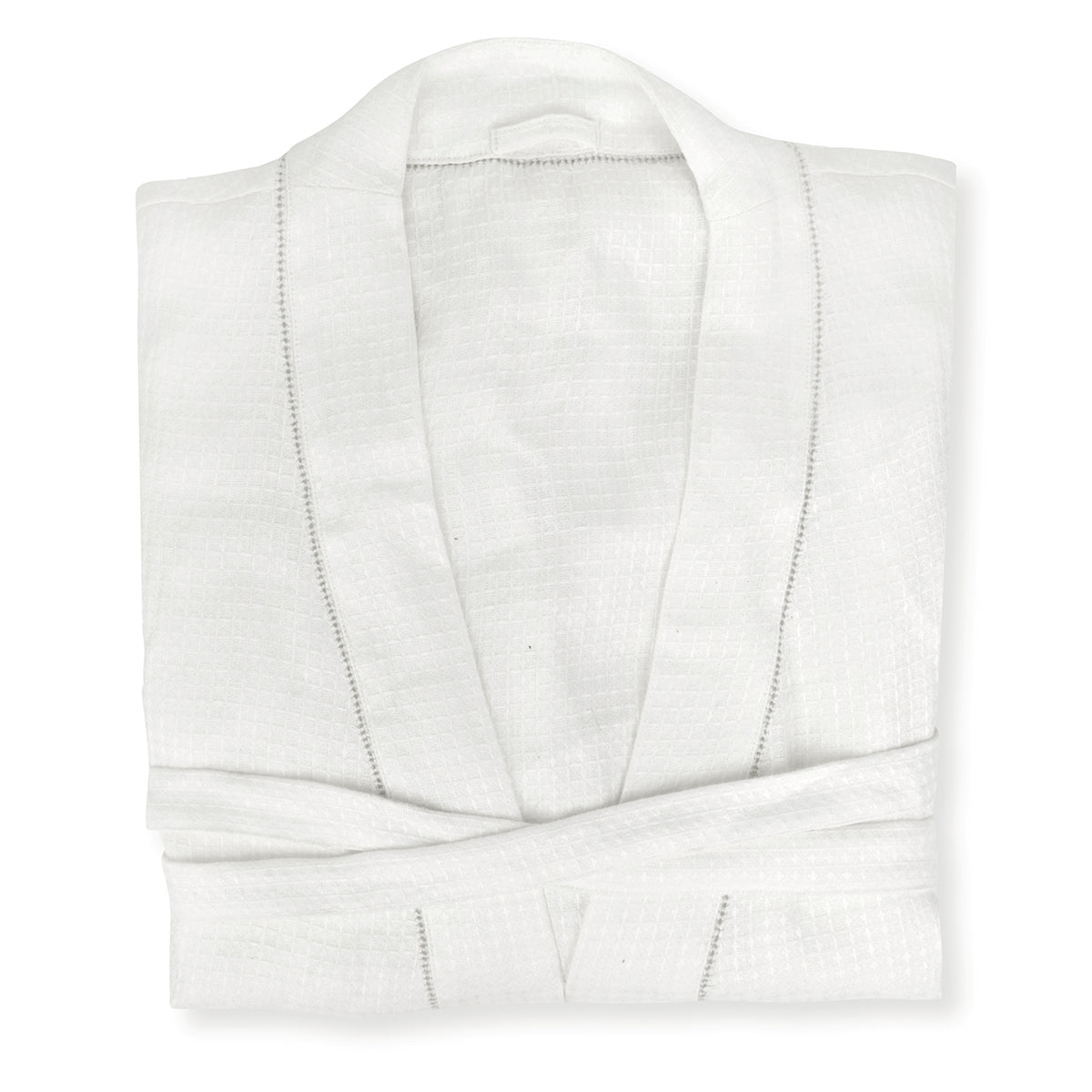 Liège Robe in Ivory White Waffle with Parma Grey Hemstitch