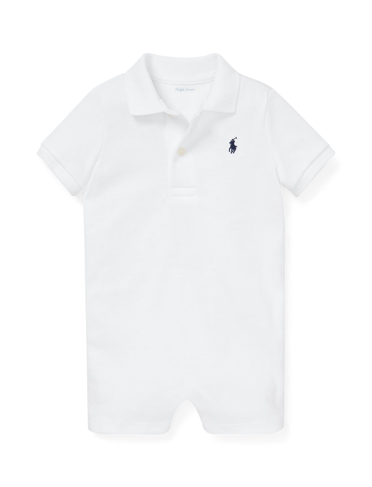Cotton Interlock Polo Shortall in White