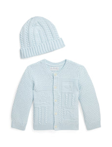 Polo Bear Cotton Cardigan & Hat Gift Set