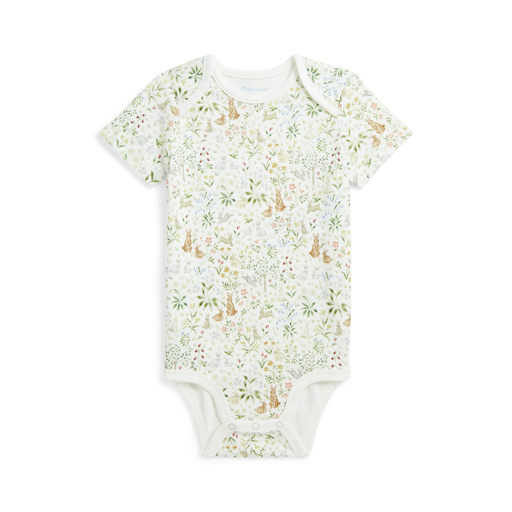 RL Baby x Riley Sheehey Cotton Bodysuit in Bunny Meadow