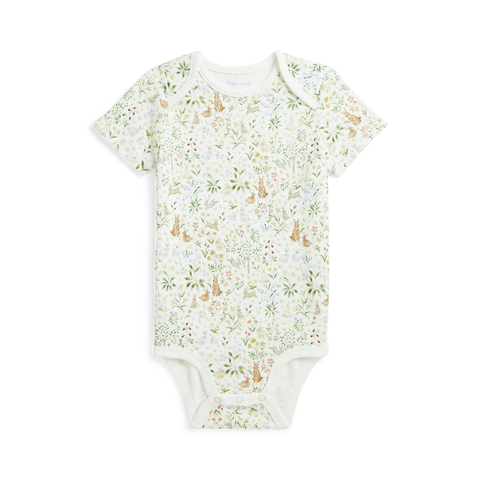 RL Baby x Riley Sheehey Cotton Bodysuit in Bunny Meadow