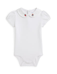 Short-Sleeve Interlock Knit Collared Bodysuit