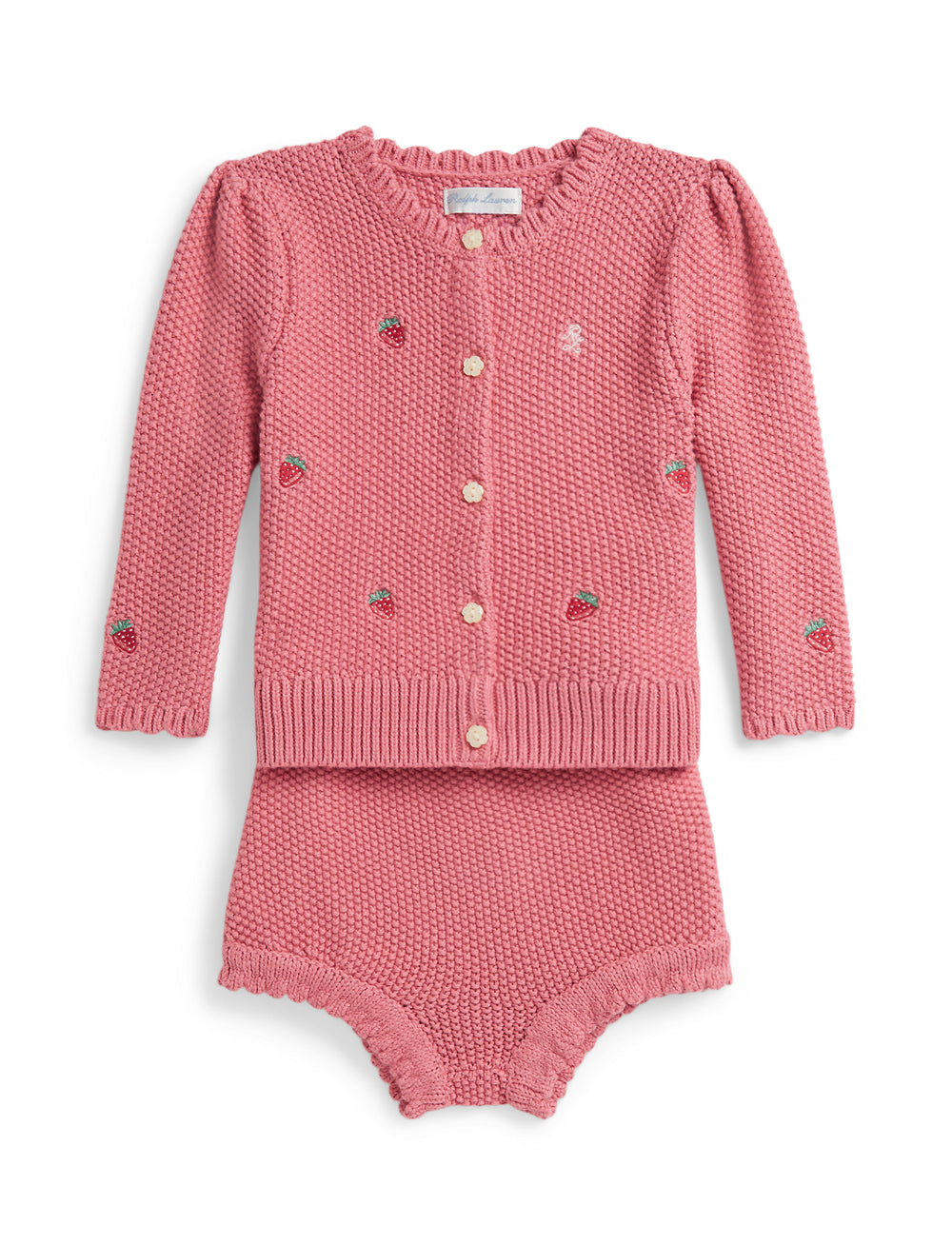 Long-Sleeve Cotton Schiffli Scallop Button-Up Shirt and Shorts Set