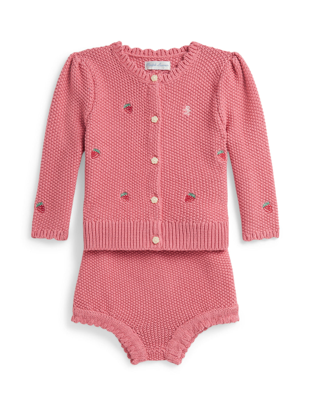 Long-Sleeve Cotton Schiffli Scallop Button-Up Shirt and Shorts Set