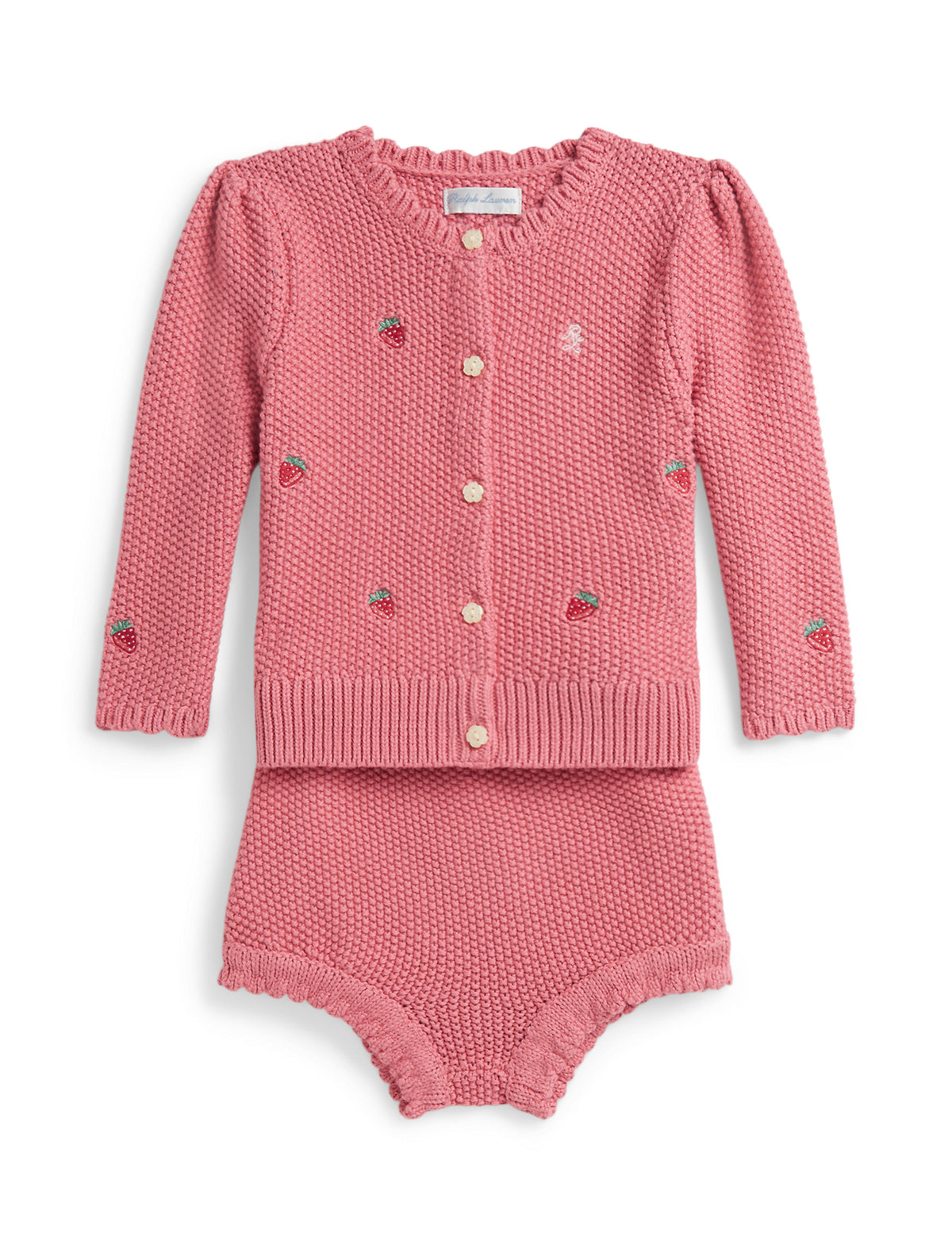 Long-Sleeve Cotton Schiffli Scallop Button-Up Shirt and Shorts Set