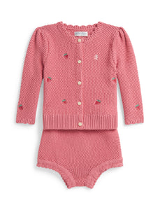 Long-Sleeve Cotton Schiffli Scallop Button-Up Shirt and Shorts Set