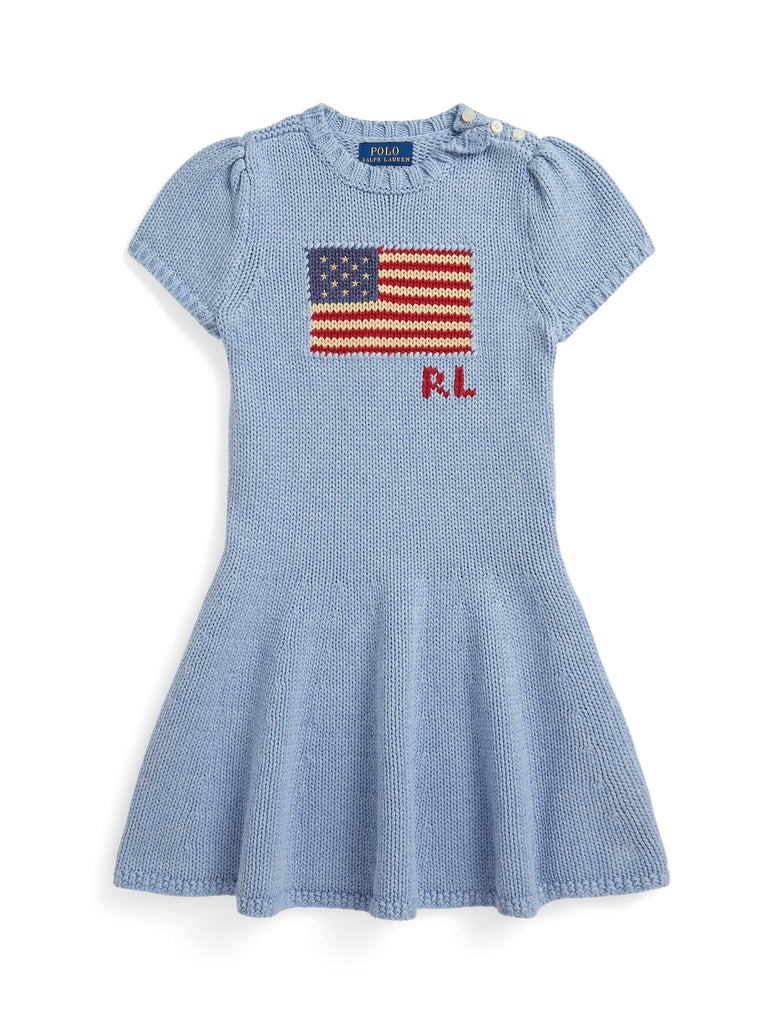 Short-Sleeve Flag Sweater Dress